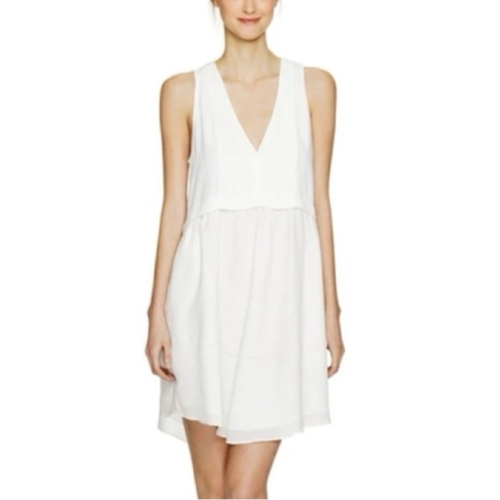 Wilfred White V-Neck Sleeveless Babydoll Dress